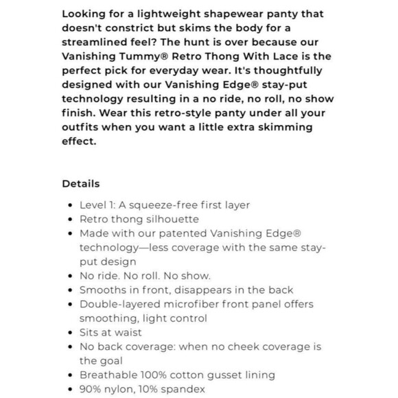 Soma Thong Underwear, Vanishing Tummy Retro Thong Panty in Red Large - Picture 6 of 6